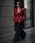 BLAZER SCULPTURAL CROCO — ROUGE PROFOND